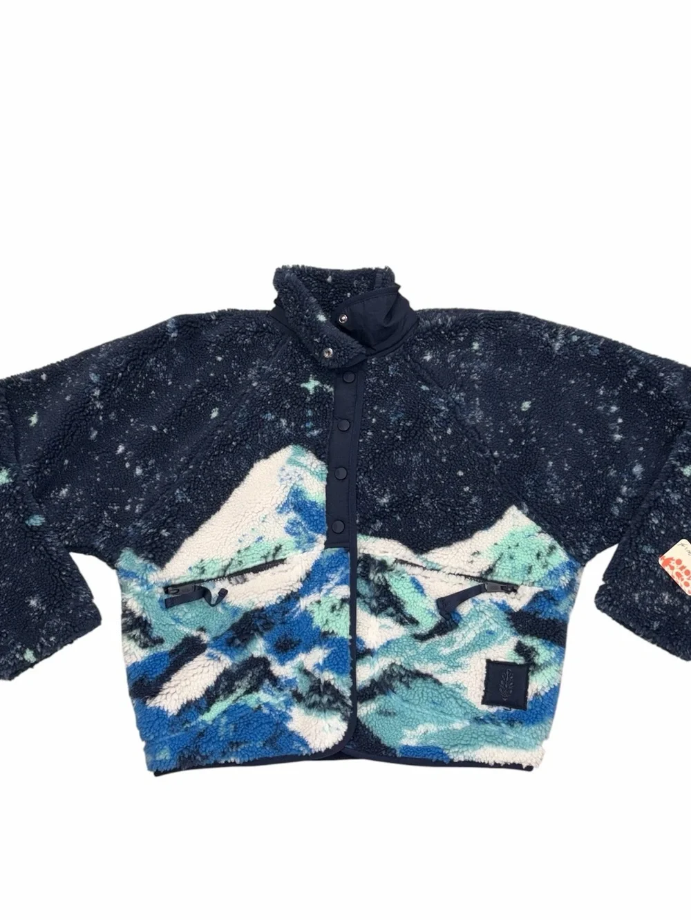 NEW Free People Movement Hit The Slopes Fleece Jacket Starry Skies Midnight Navy